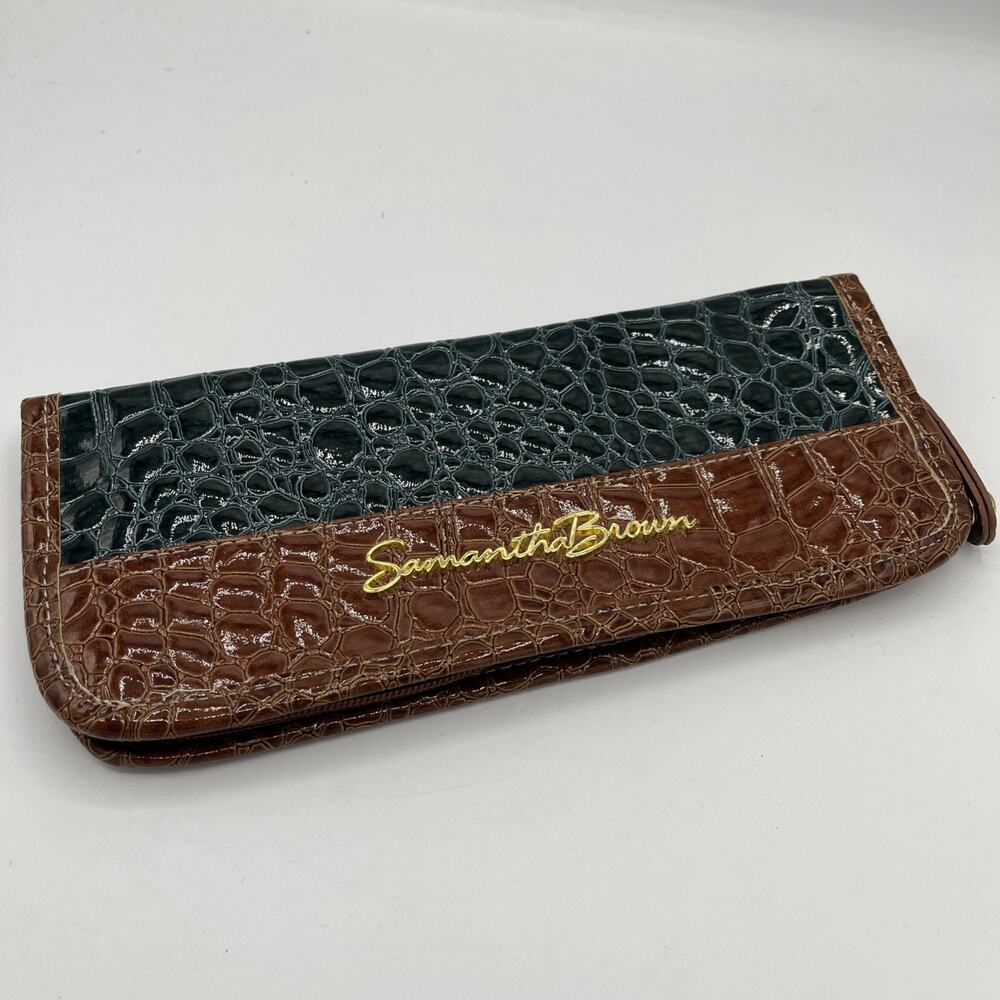 Samantha Brown Faux Croc Passport Travel Wallet Organizer Blue
